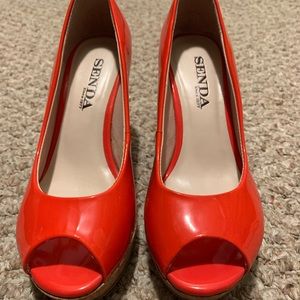 Orange leather espadrilles